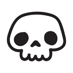 Hand drawn cartoon doodle skull. Funny cartoon skull isolated on white background.