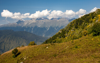 Caucasus mountains ridge in Sochi National Park "Krasnaya Polyana" 