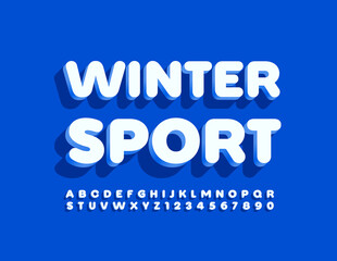 Vector Bright Logo Winter Sport. Trendy 3D Font. Creative Alphabet Letters and Numbers set