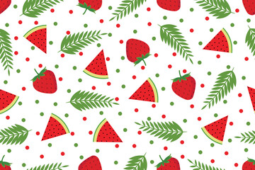 Watermelon strawberry seamless pattern vector