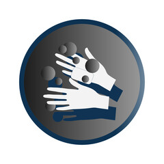 Vector icon of hands with soap. Hygiene sign.