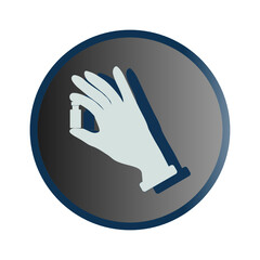Medical icon of a doctor's hand in a glove holding a medicine. Vector.