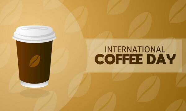 International coffee day theme. With cup and brown background. Illustration for print, poster, banner, campaign and greeting card. 