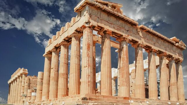 parthenon athens greece clouds traveling in autumn 
