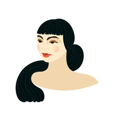 girl with black long tail and pale face