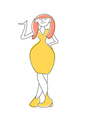 Obraz premium full-length girl stands and points with her hand