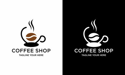 Cup with coffee bean logo symbol vector icon illustration graphic design