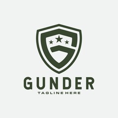 Initial letter G Shield for shooter logo smart logo design