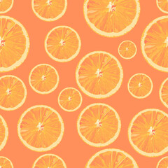 vector seamless pattern of orange slices