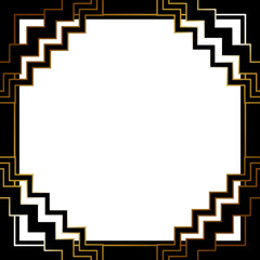 高級感のあるギザギザ模様フレーム　正方形　ブラック＆ゴールド