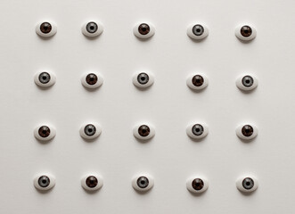 Artificial plastic eyes over a white background decoration on halloween