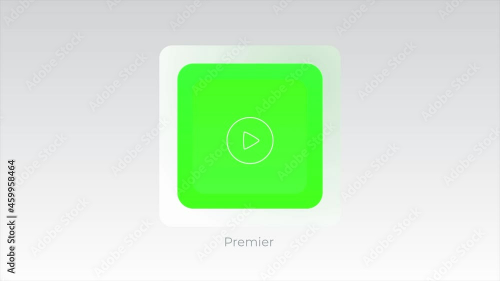 Poster abstract square shaped icon appear on a screen with a play triangular sign on it. motion. demonstrat