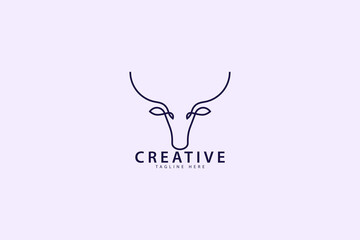 Bull Logo Design with lines
