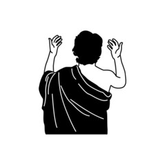 Silhouette male muslim praying in hajj clothes