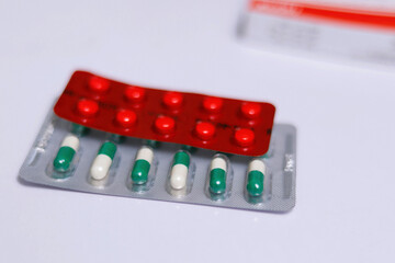 pills on a white background