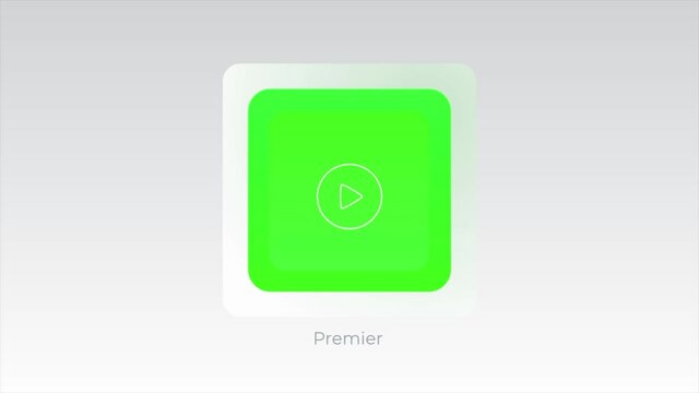Abstract square shaped icon appear on a screen with a play triangular sign on it. Motion. Demonstration of a video clip.