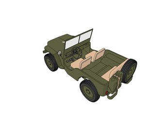 Colored Classic 4x4 vehicle with perspective