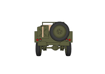 Colored Classic 4x4 vehicle with perspective