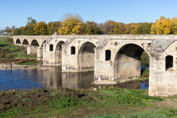 Fototapeta premium Nineteenth-century bridge over Yantra River in Byala, Bulgaria