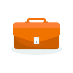 brown briefcase icon in flat design. on a gray background. made in green-orange colors. icon isolated vector illustration