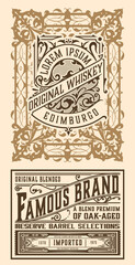 Whiskey label with old frames