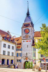 Uhrturm Zytturm in der Altstadt von Zug, Schweiz