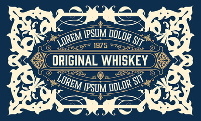 Whiskey label with old frames