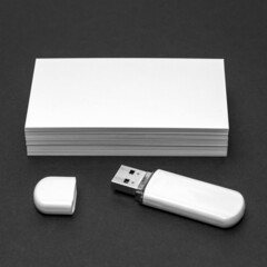 usv flash drive and business card mockup