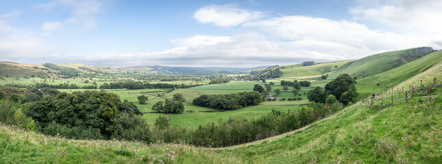 Panorama of Hope Valley from Treak Cliff, Derbyshire, England