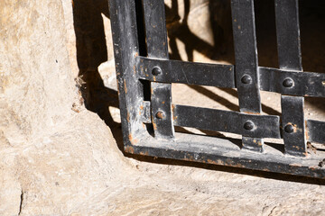 Corner of an old metal door, France. Provence. France.