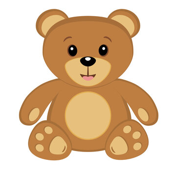Toy bear, in a flat style. Isolated on white background vector illustration.