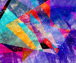 Abstract multi-colored background of geometric objects - 459961806