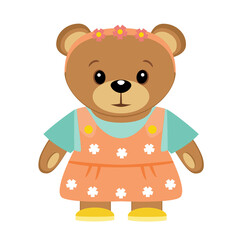 Fototapeta premium Toy bear, in a flat style. Isolated on white background vector illustration.
