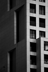 Hochhausfassade in Bauhaus-Stil aus Frankfurt am Main, Architekturfotografie