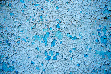 Rusty surface texture. Peeling blue paint. Background