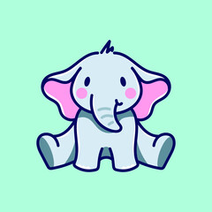 Cute Baby Elephant Mascot Vector