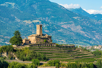 Fototapeta na wymiar The majest Sarre Castle (Castello Reale di Sarre), in Aosta Valley, northern Italy.