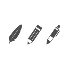 Set glyph icons of writing utensils