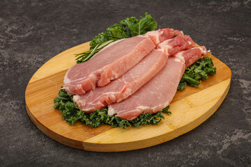 Raw pork steak for cooking