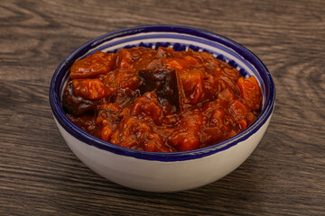 Eggplant saute with tomato and herbs