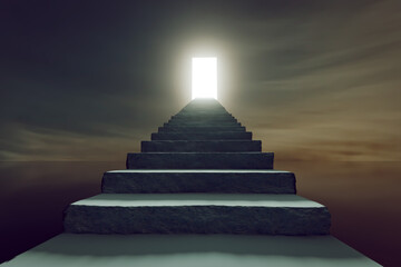 ESCALERAS AL CIELO CON PUERTA DE LUZ RENDER 3D