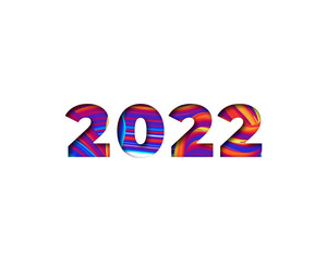 New year 2022 number on colorful abstract color paint brush strokes background. Happy 2022 new year colorful background. Vector illustration EPS10