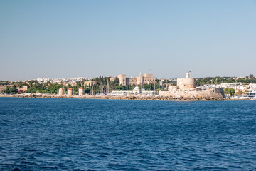 Fototapeta na wymiar View of Rhodes from the sea, Greece
