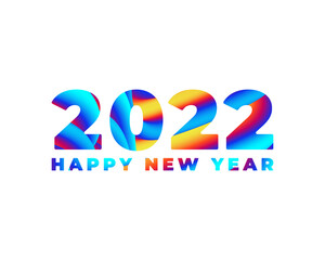 New year 2022 number on colorful abstract color paint brush strokes background. Happy 2022 new year colorful background. Vector illustration EPS10