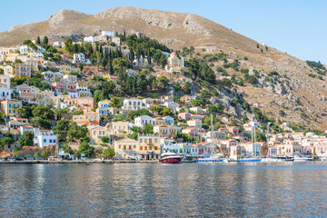 The picturesque island of Simi near Rhodes, part of the Dodecanese island chain, Greece