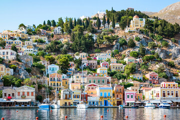 The picturesque island of Simi near Rhodes, part of the Dodecanese island chain, Greece