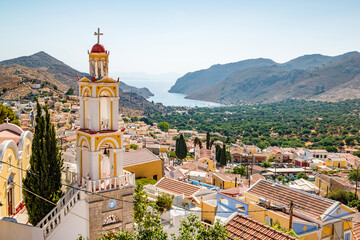 The picturesque island of Simi near Rhodes, part of the Dodecanese island chain, Greece