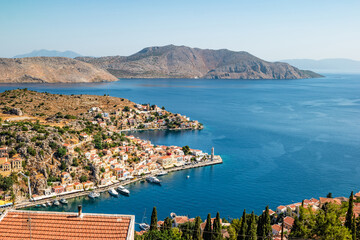 The picturesque island of Simi near Rhodes, part of the Dodecanese island chain, Greece