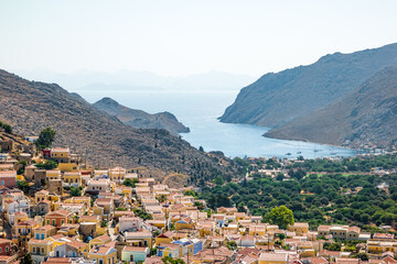 The picturesque island of Simi near Rhodes, part of the Dodecanese island chain, Greece