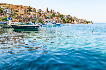 The picturesque island of Simi near Rhodes, part of the Dodecanese island chain, Greece